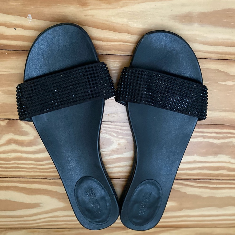 Michael Kors black jeweled slides